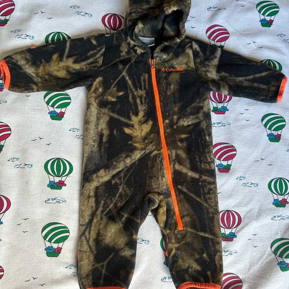 Columbia Black and Orange Footies One Piece with Hood
